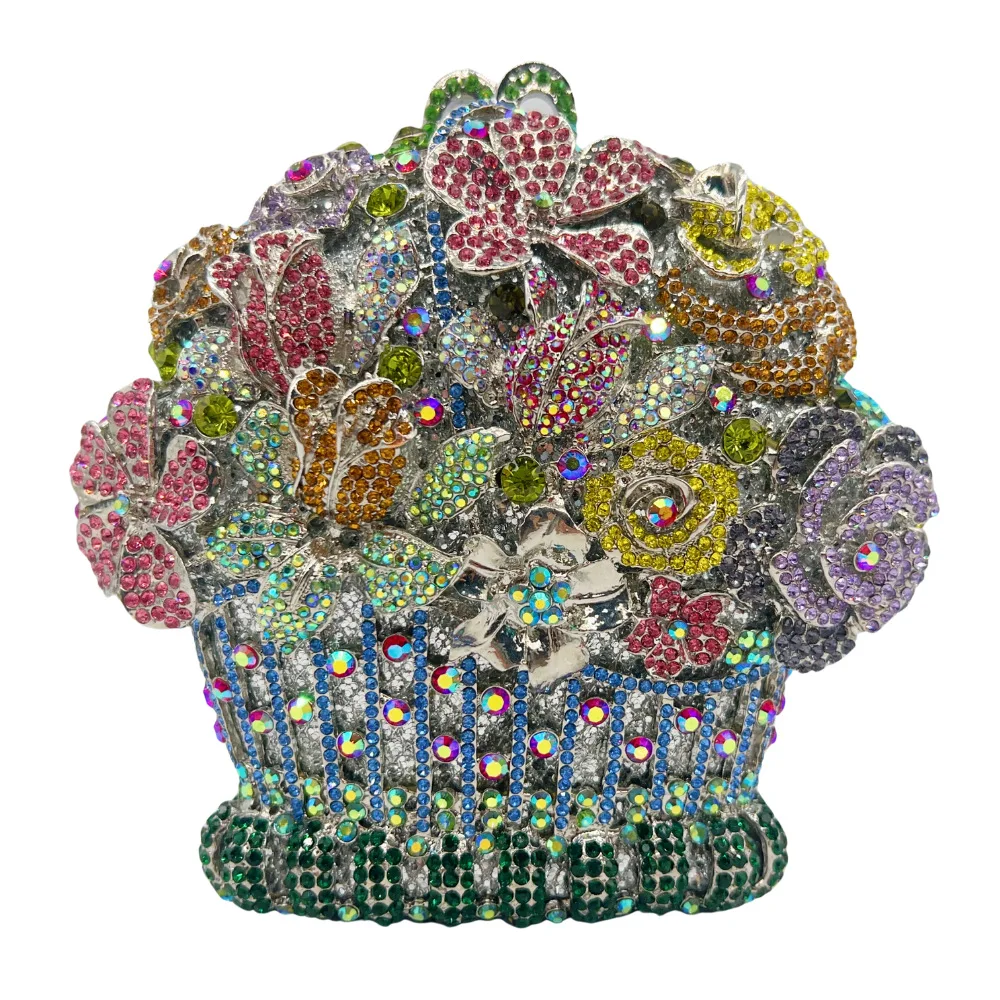Flower Clutch Hollow Crystal Dinner Bag Set With Diamonds Flower Basket Diamond Women's Bag Rhinestone Purse Borse Lusso Firmate
