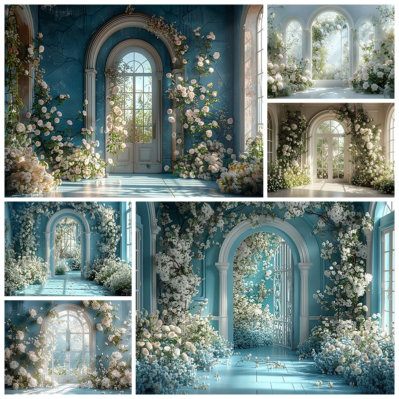 

Spring Flowers Backdrop For Photography Bluey Room Leafy Greens Princess Baby Shower Girl Wedding Background Decor Photo Studio