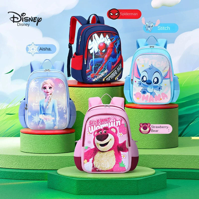 Disney Marvel Boy Girl School Bag Grade 1-3 Spider Man Lotso Primary Student Shoulder Orthopedic Backpack Large Capacity Mochila
