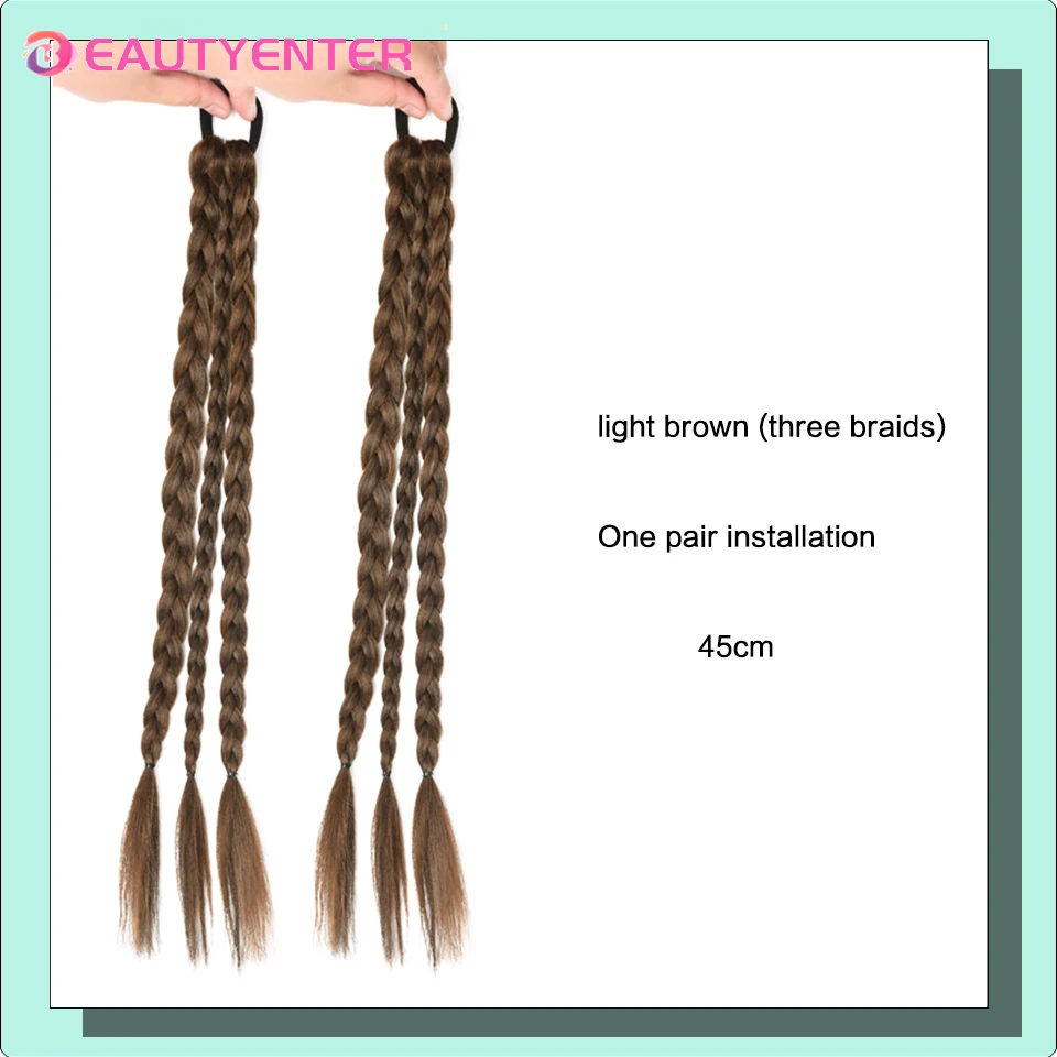 Synthetic Boxing  Braids Ponytail For Women Elastic Twist Braid Extensions Fake Hair Pony Tail Hairpieces for Women Black Brown