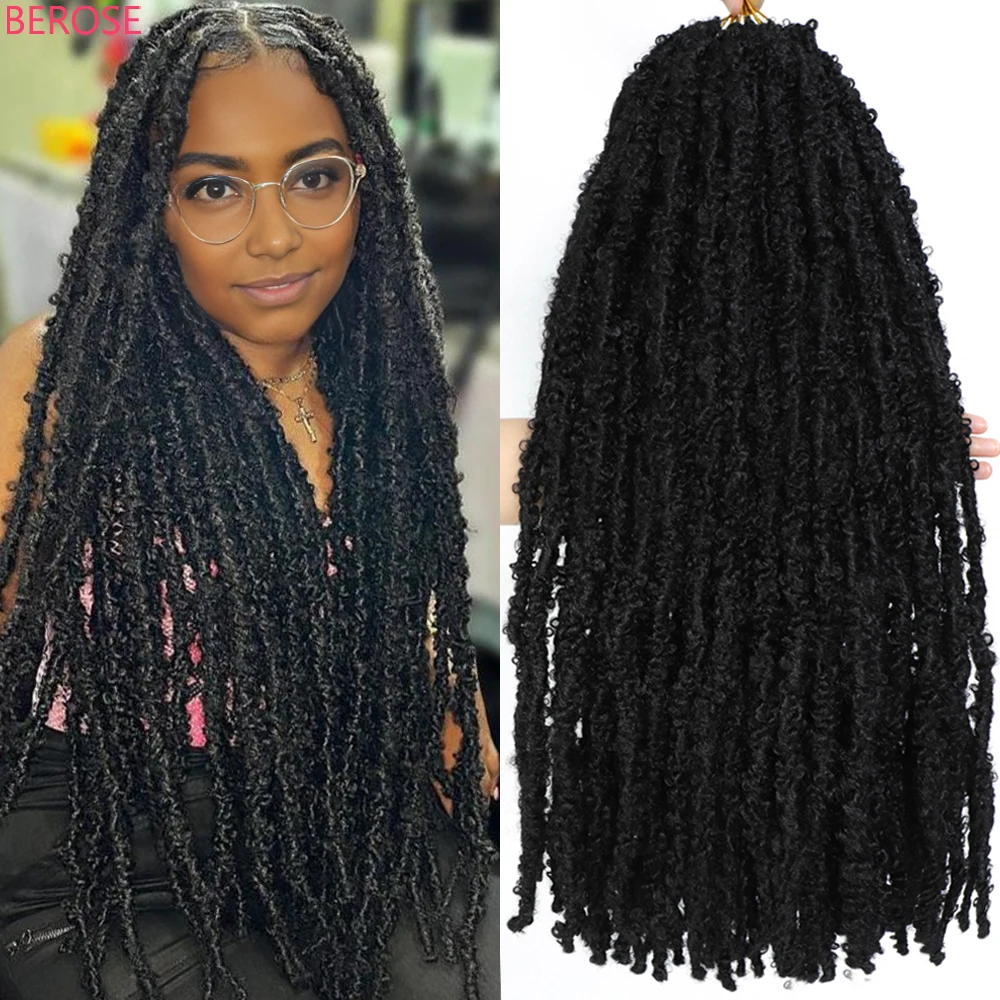 36 24 18inch Real Faux Butterfly Locs Crochets Braids Hair Cheveux Soft Goddess Faux Crochet Locs Braids for Black Women & Girls