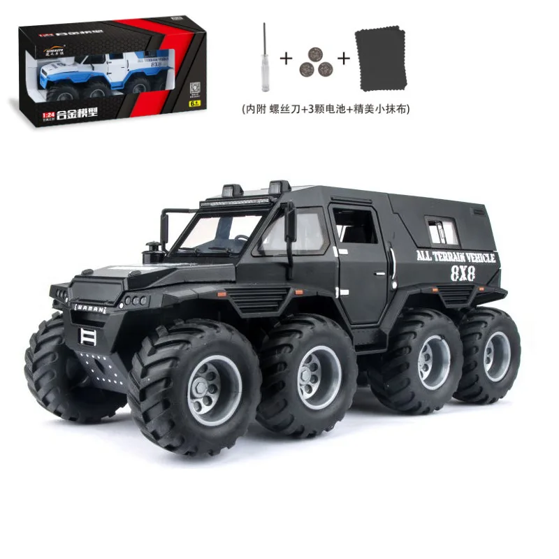 1:24 SHAMAN 8X8 ATV Armored Car Model Alloy Toy Car Boy off-road Vehicle Car Model Gift A486