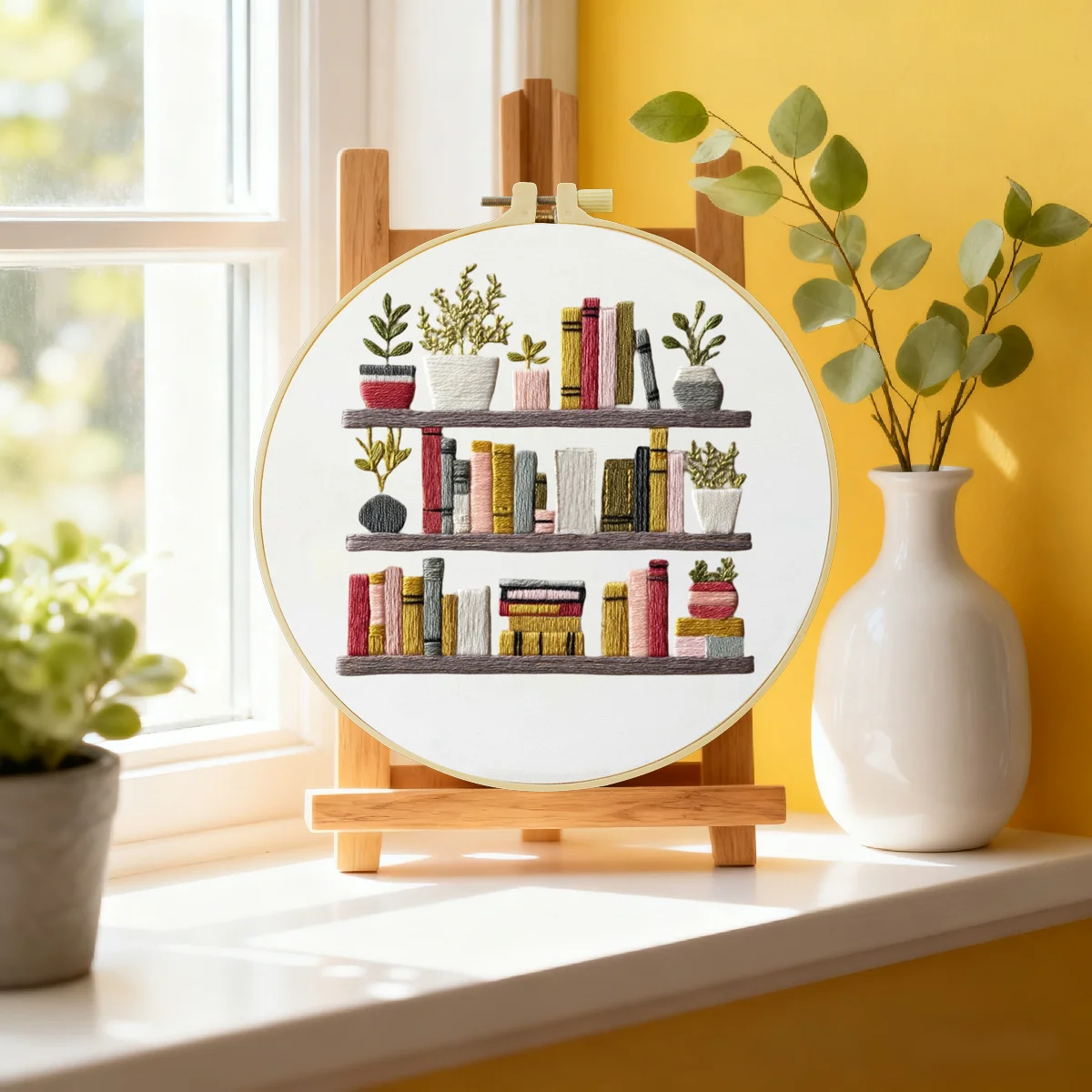 1pc 20X20CM/15X15CM 7.87/6.3inch Bookshelf Bag Embroidery Starter Kit DIY Kit DIY Embroidery Kit Manualidades Set for Beginner
