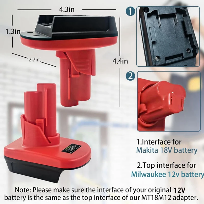 MT18M12 Battery Adapter For Makita 18V Li-Ion Battery Convert To For Milwaukee 12V Cordless Power Tools Easy To Use Durable