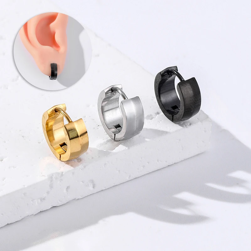 

Anti-allergic titanium steel earring punk rock Stud Earrings Men Fashion Jewelry women small circle round stud earring