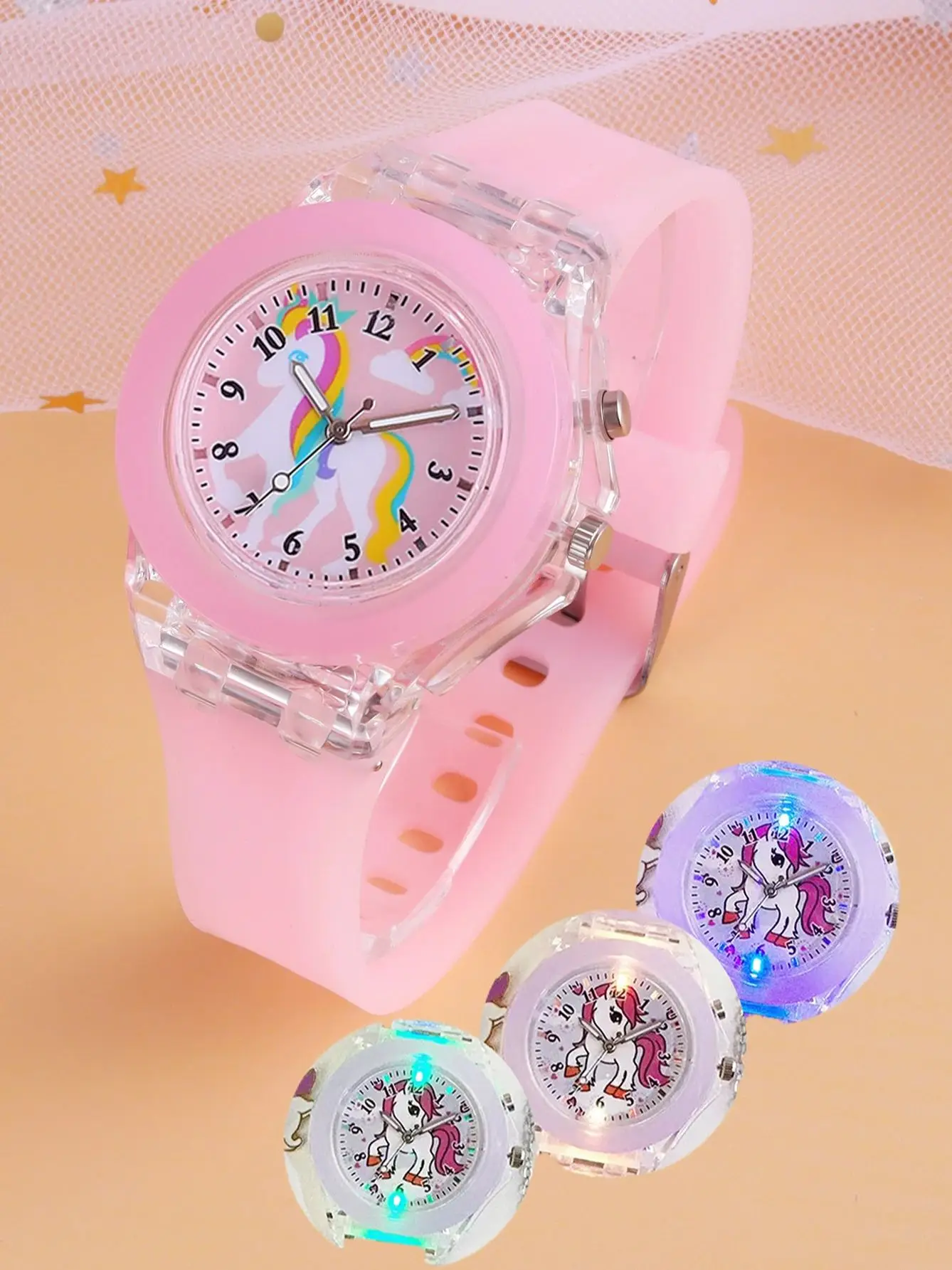 Luminous Quartz Watch with Heart Bracelet Gift Set Shiny Illuminated Timepiece AndFashion Accessory for Special Occasions,no box