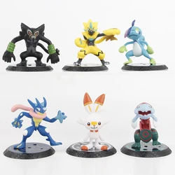 New 6pcs/set Pokemon Mega Greninja Zeraora Scorbunny Zarude Drizzile Figure Toys 7cm
