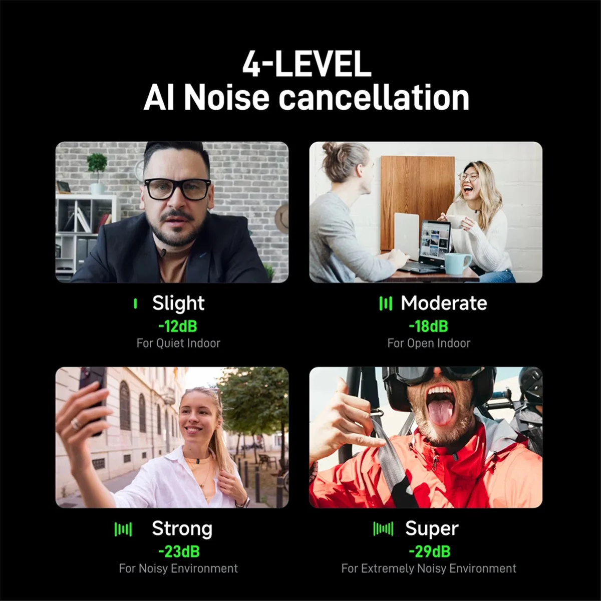 2025+ ميكروفون لاسلكي مع إعداد تطبيق إلغاء الضوضاء لتسجيل الصوت والفيديو من النوع C