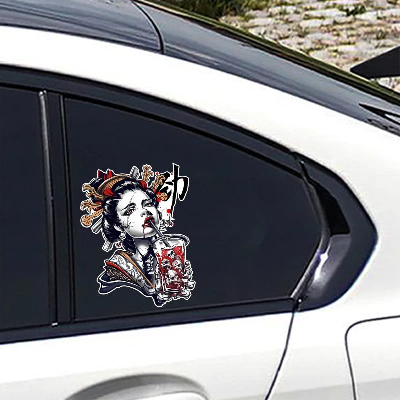 11.7X15CM for Japanese Geisha Car Stickers Caravan Funny Waterproof Decal Motorcycle Trunk Laptop Car Accessoires