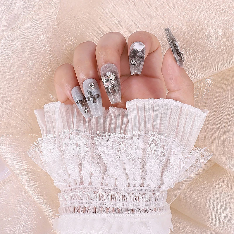 1pc Nagel Dekor Für Nail art Spitze Gefälschte Gefaltete Manschette Maniküre Fotografie Requisiten Gefälschte Ärmel Nägel Zubehör Liefert Charms