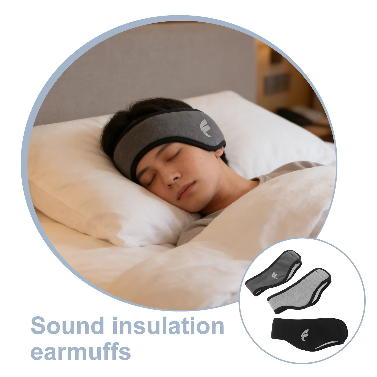 3Pcs Noise Reduce Sleep Mask Ear Covers Hook Loop Adjustable Blackout Eye Shield Travel Dorm Meditation Sleep Earmuff Headband