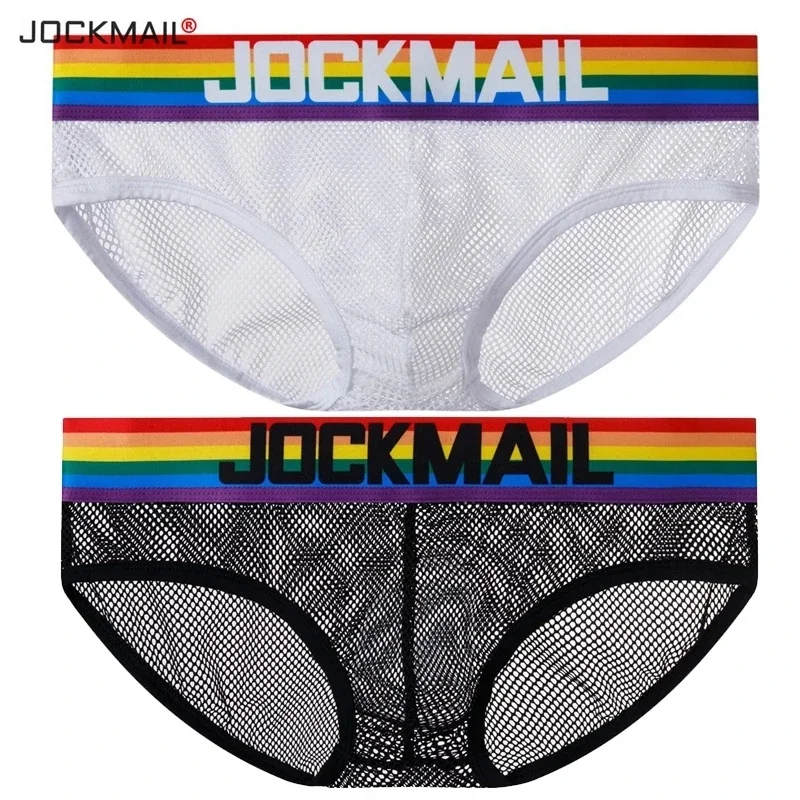 JOCKMAIL Sexy Men Underwear Briefs Cotton Breathable Male Panties Cueca Gay Tanga  Pouch Mesh Underpants Slip Homme Calzoncillos