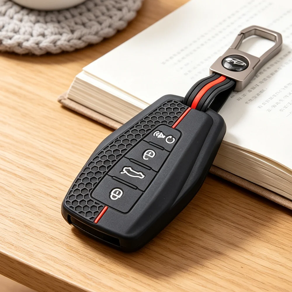 Practical Honeycomb FOB Shell With Keychain For Geely Emgrand X7 EX7 Coolray Azkarra Atlas Okavango Auto Accessories