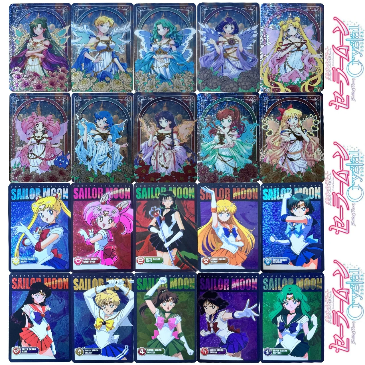 6 Modelle Mucha-Stil Fairy Sailor Moon DIY Faltbare Glitzerkarte Tsukino Usagi Mizuno Ami Hino Rei Anime-Spiel Sammelkarten Spielzeug