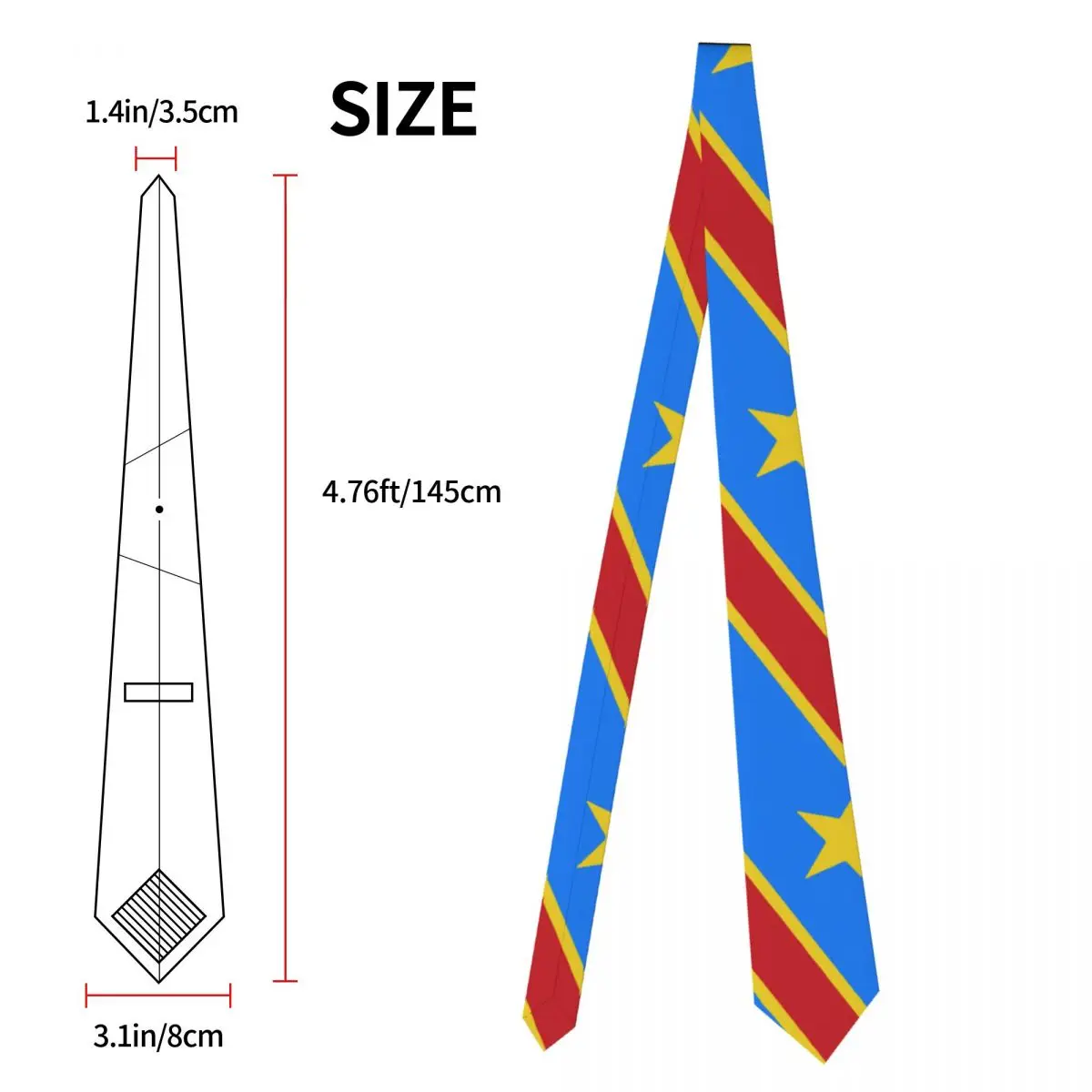 Flag Of Congo Kinshasa Zaire Necktie Slim Polyester 8 cm Wide Neck Tie for Men Suits Accessories Cravat Wedding Accessories Gift