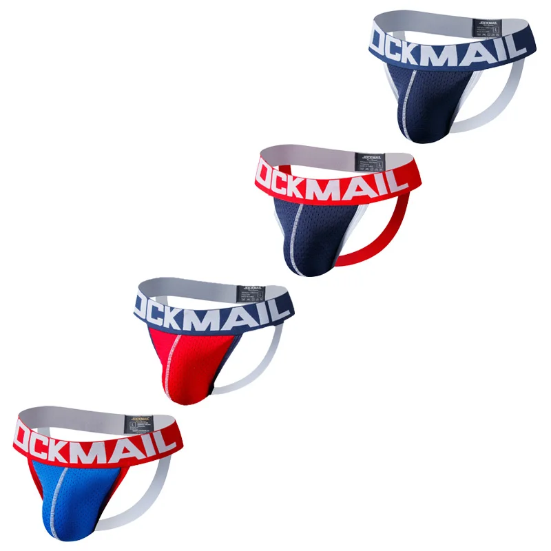 Jockmail Men Cueca Low Waisted Nylon Mesh Breathable Thong Letter Couple Sexy Lingerie Undies Hot Jockstraps Underwear 4PC