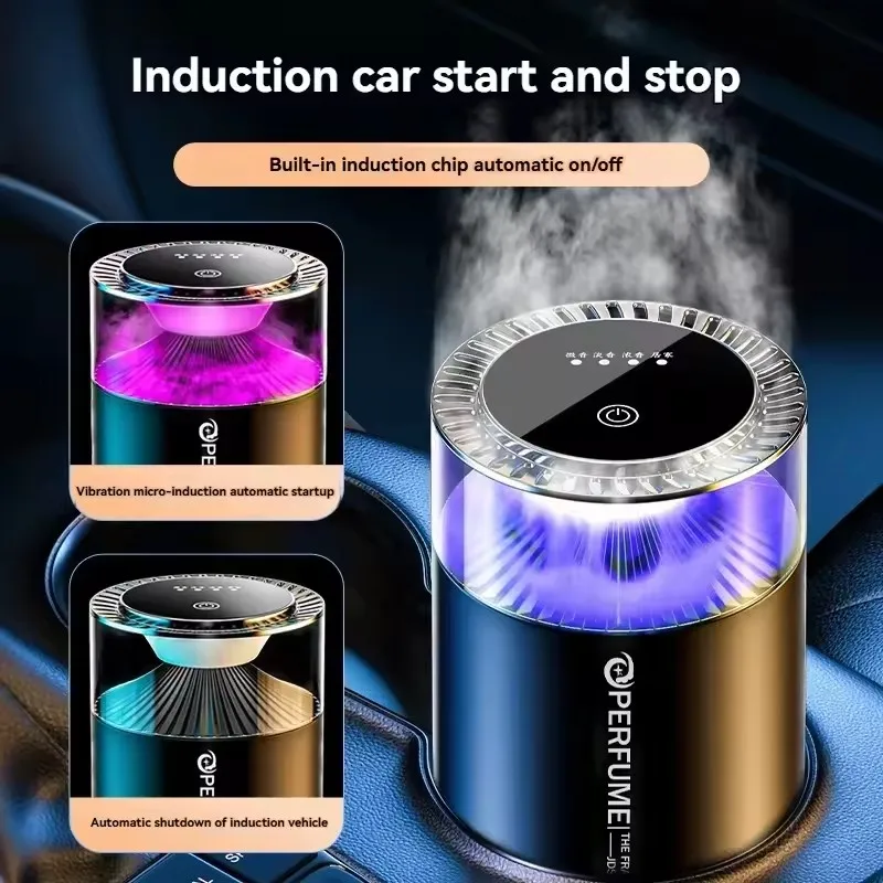 Smart Car Air Freshener Rechargeable Car Aroma Diffuser Cloud Mist with RGB Light for Automotive Interior