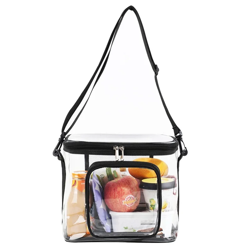 Durable See-Through Clear Lunch Bag Reusable Lunch Shoulder Bag for Work, Office, School and Picnic