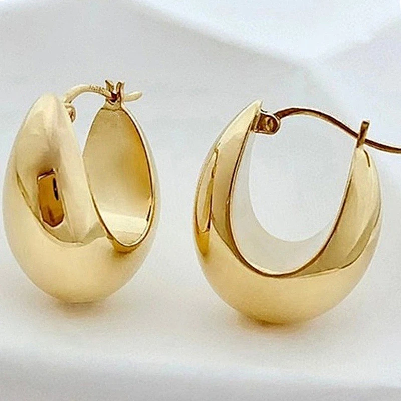 Modisches, klassisches Design, vergoldete U-förmige Creolen, elegante, schlichte Damen-Schmuck-Accessoires für Bankette und Jubiläen, Geschenke