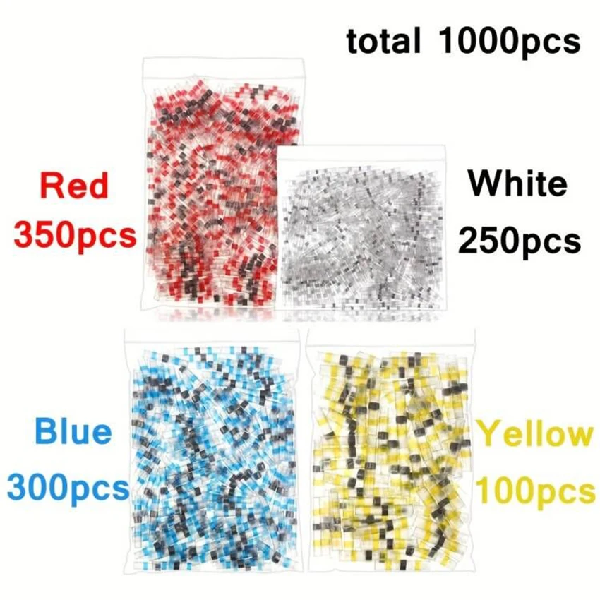 

1000 шт., соединители для проводов с паяным уплотнением, соединители для термоусадочных проводов морского класса AWG 26-10, 4 цвета/4 размера