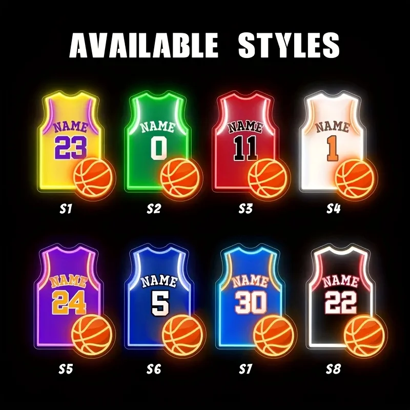 Maglia da basket personalizzata Insegna al neon Luce al neon a LED USB per sala giochi Man Cave Gym Bar Pub Decor Memorabilia sportiva personalizzata