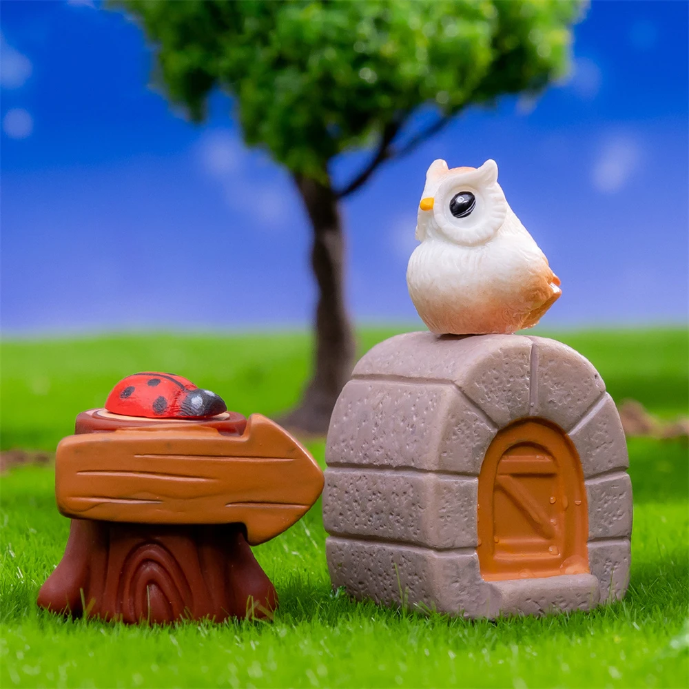 3 Pcs Enchanted Forest Owl Tree Tag Ornaments Gardening Miniatures Decoration Accessories Room Figurines & Sculptures Crafts