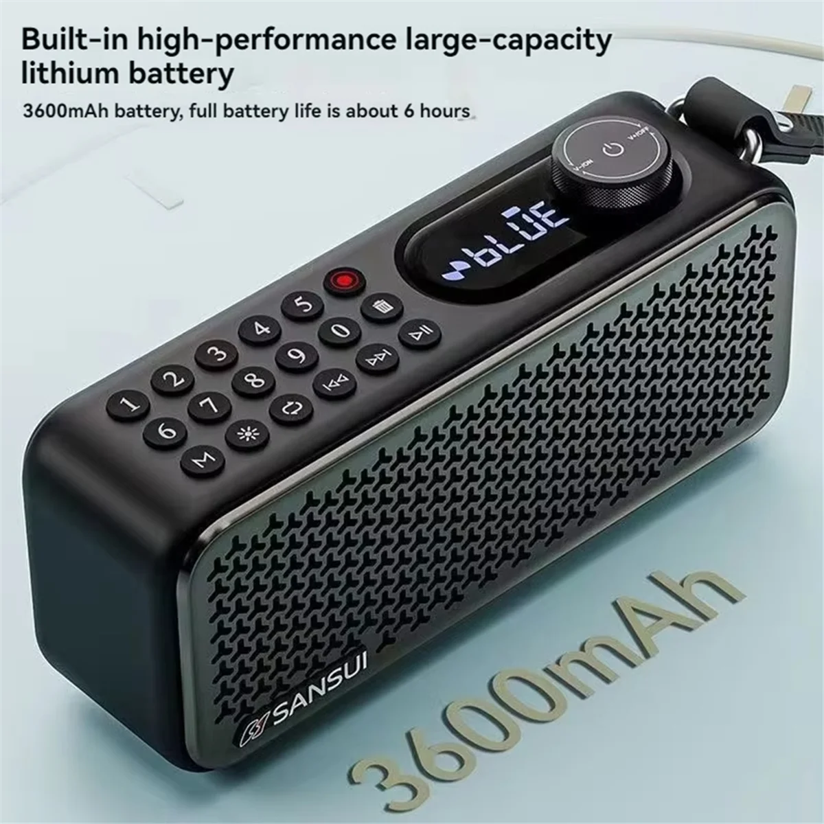 

2025 New- F60 Elderly FM Radio Rechargeable Plug in Dual Card Speaker Player Portable Bluetooth Speaker 3600mAh Battery Grey