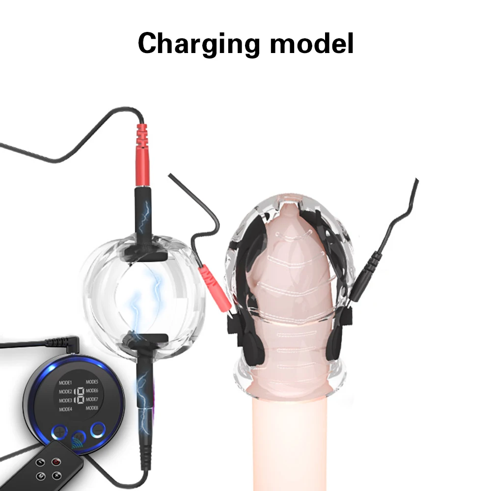 전기 충격 귀두 슬리브 진동기 사정 지연 페니스 감도 감소 트레이너 링 자위 섹스 토이 For Man Gay