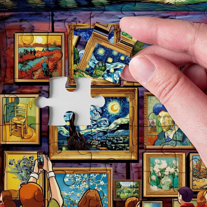 Van Gogh Jigsaw Puzzle Series, 1000pcs for Adults; "Starry Night" Art Painting Jigsaw Puzzle; Sunflower And Iris Series Challe image 6