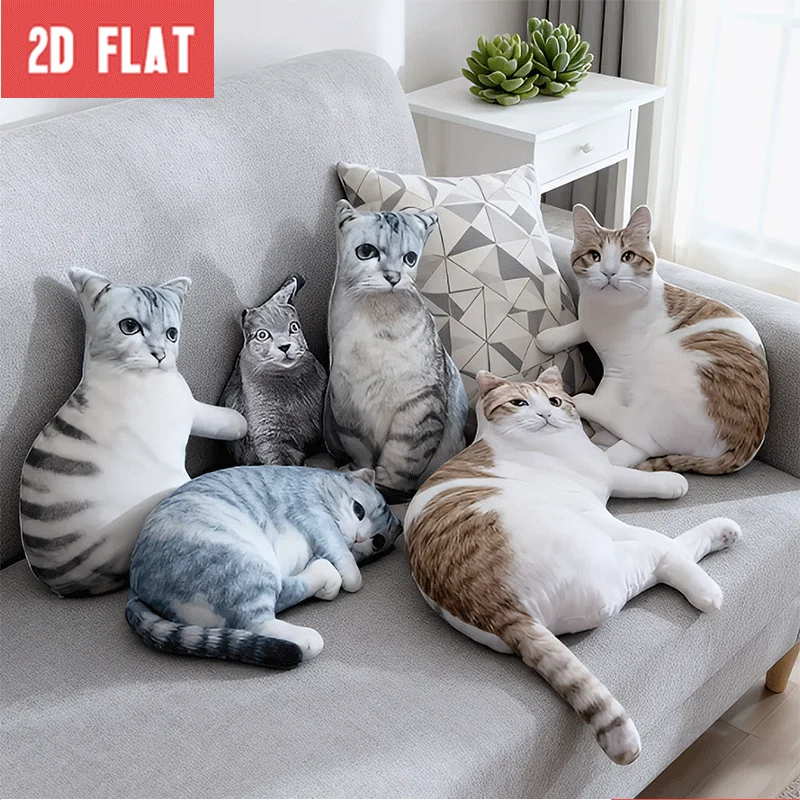 Personalized Photo Customization: Pet Memorial Photo Gray & White Custom Shaped Decor Cushion, 2D Realistic Visual Sofa Bed 60CM