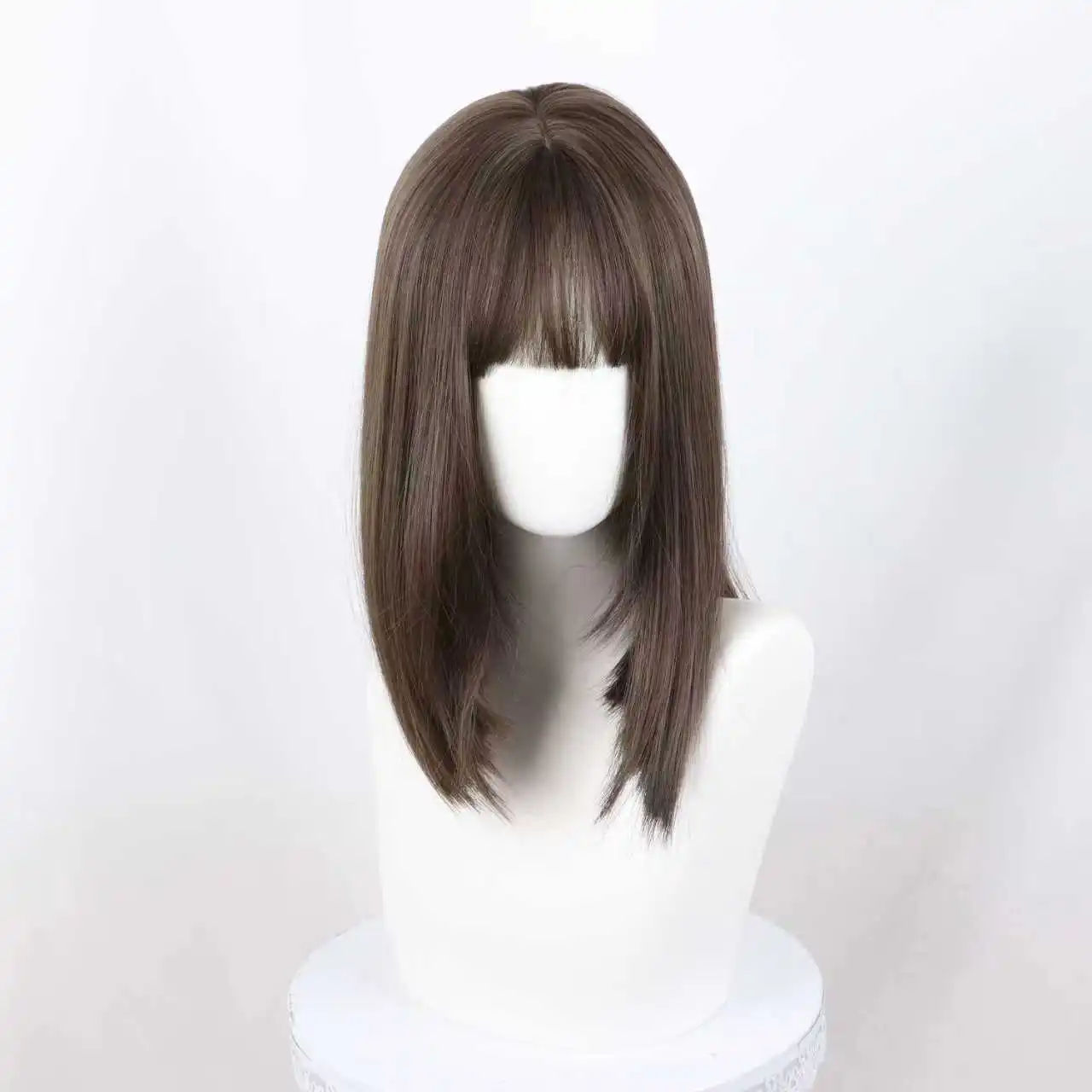 1 قطعة شعر مستعار كامل أنيق مستقيم الألياف شعر ريمي للسيدات الشباب الدولة يبحث شعر مستعار متوسط الحجم مقاومة للحرارة تأثيري الباروكات