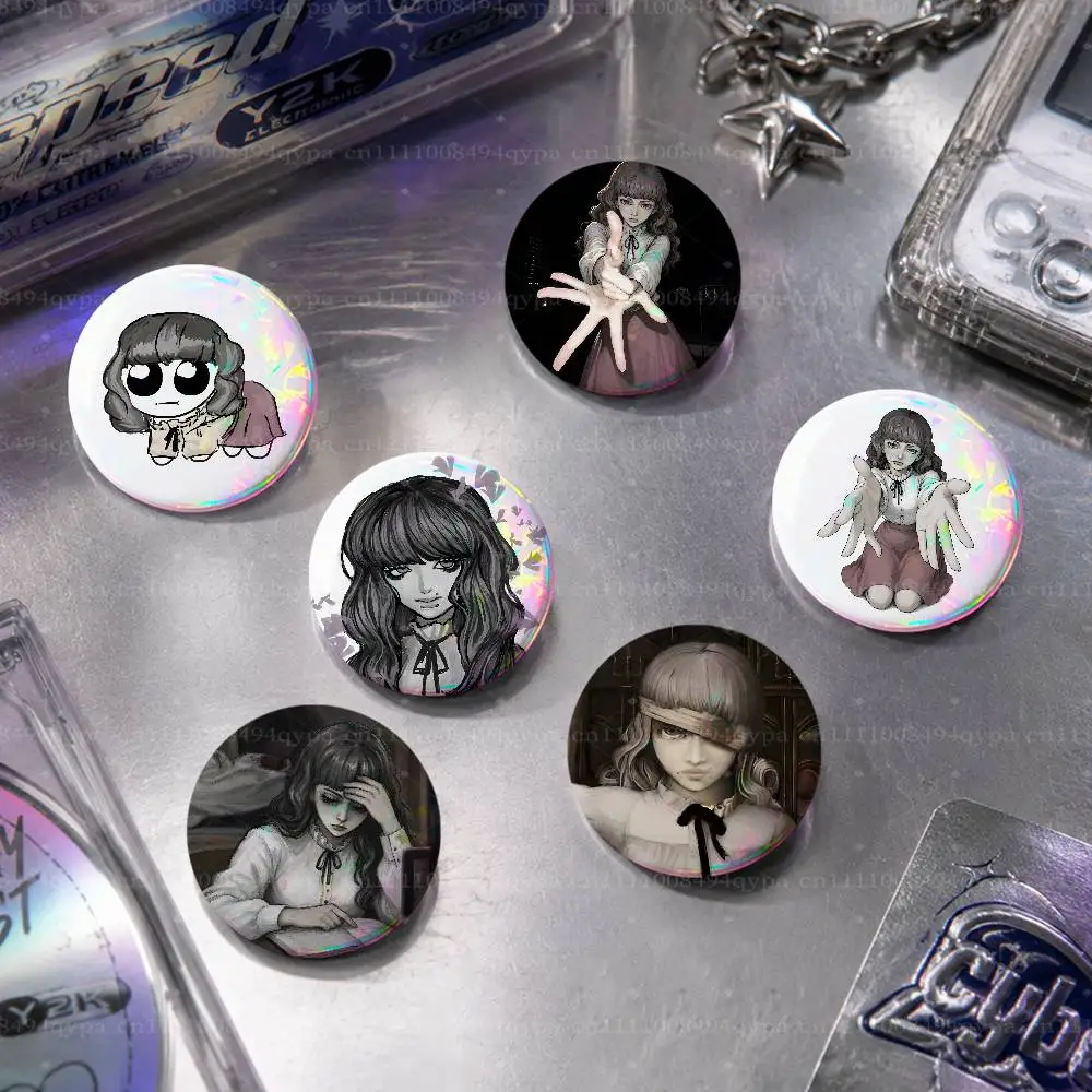 F-Fear&Hunger Marina Button Supplies Round Badge Pins Clothes Decor Metal Pin Back Cover Metal Cover Laser Film