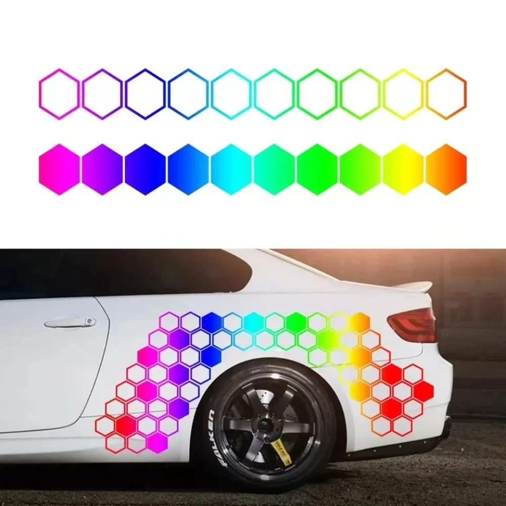 

10PCS Hollow/Solid Honeycomb Car Stickers DIY Auto Body Side Door Windows Open Style Cool Racing Styling Sunscreen Vinyl Decals