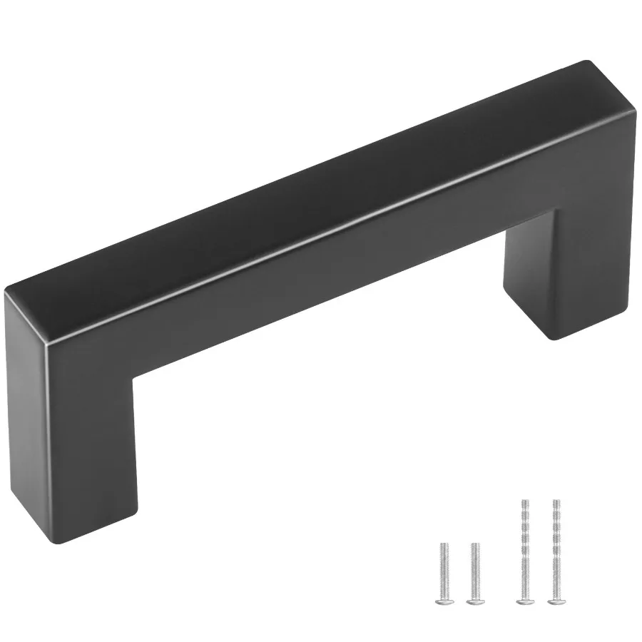 

10 Pack Cabinet Pulls, 3in/ 76mm Center to Center Slim Square Kitchen Cabinet Drawer, Stainless Steel Modern Kitchen Cupboard D