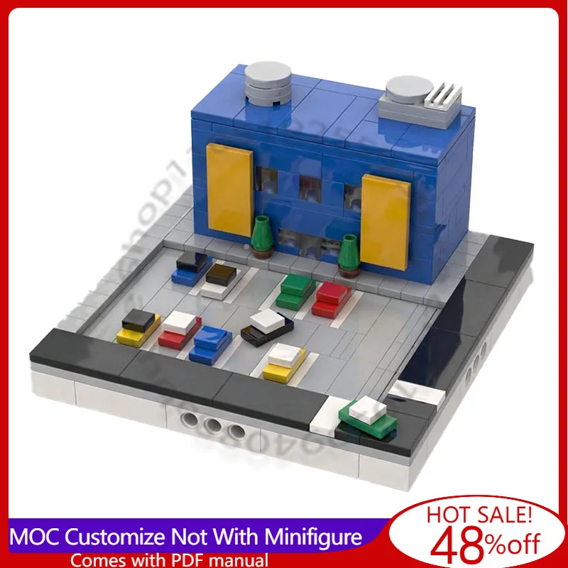 

248 деталей, серия строительных блоков, центр с парковкой для мини-модульного города, MOC, настраиваемый модульный конструктор, игрушка для самостоятельной сборки, подарок на фестиваль