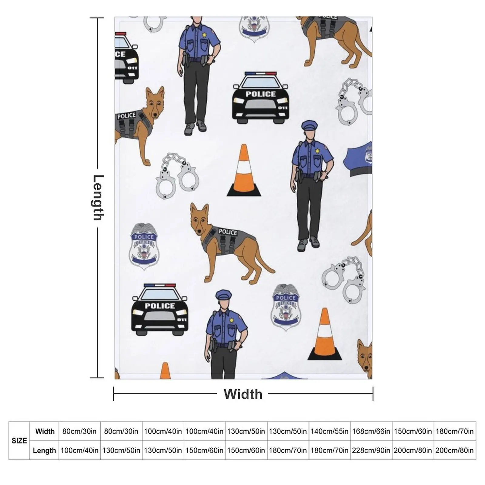 Police Item Mix Throw Blanket couch cozy soft plush fuzzy picnic outdoor blanket