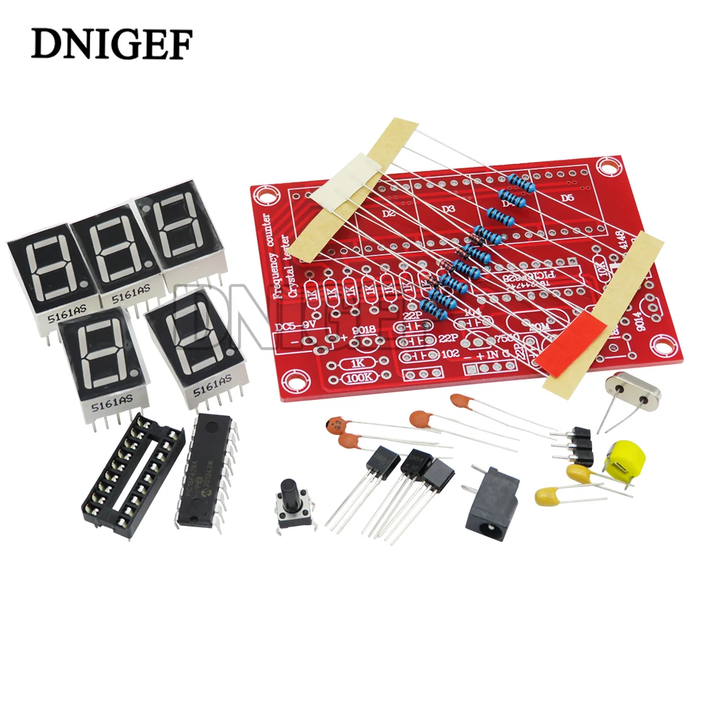 DNIGEF 1HZ-50MHZ DIY Kits Crystal Oscillator Frequency Counter Meter Digital LED tester meter