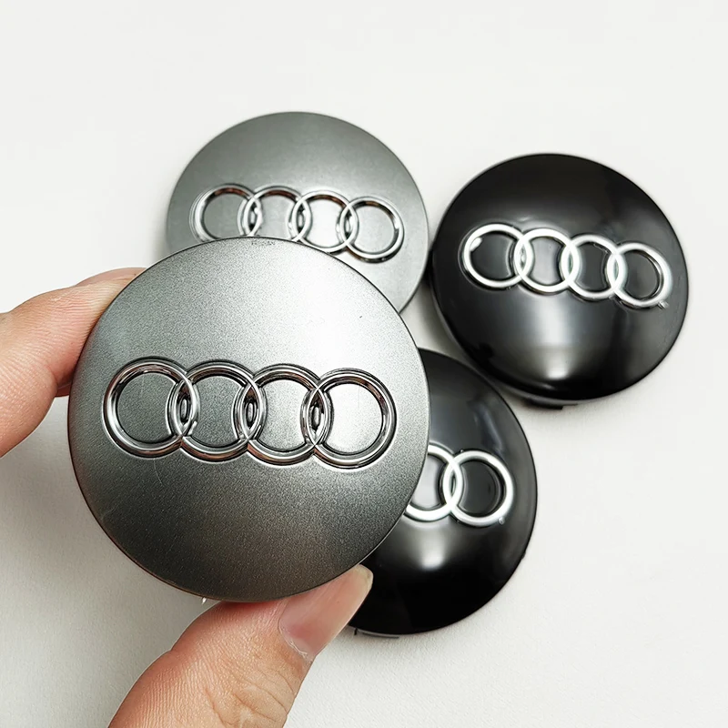 4pcs 60mm Black Grey Car Styling Badge Wheel Center Hub Cap Rim Caps For Audi Emblem 4B0601170 A1 A3 A4 A5 A6 Auto Accessories