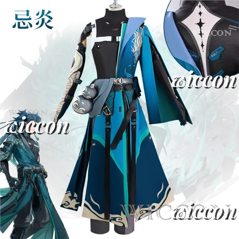 Jeu Wuthering Waves Anime Cosplay Costume pour adultes, boucles d'oreilles et perruque, Ji Yan Cos, ensemble de vêtements de fête d'Halloween, femme, nouveau