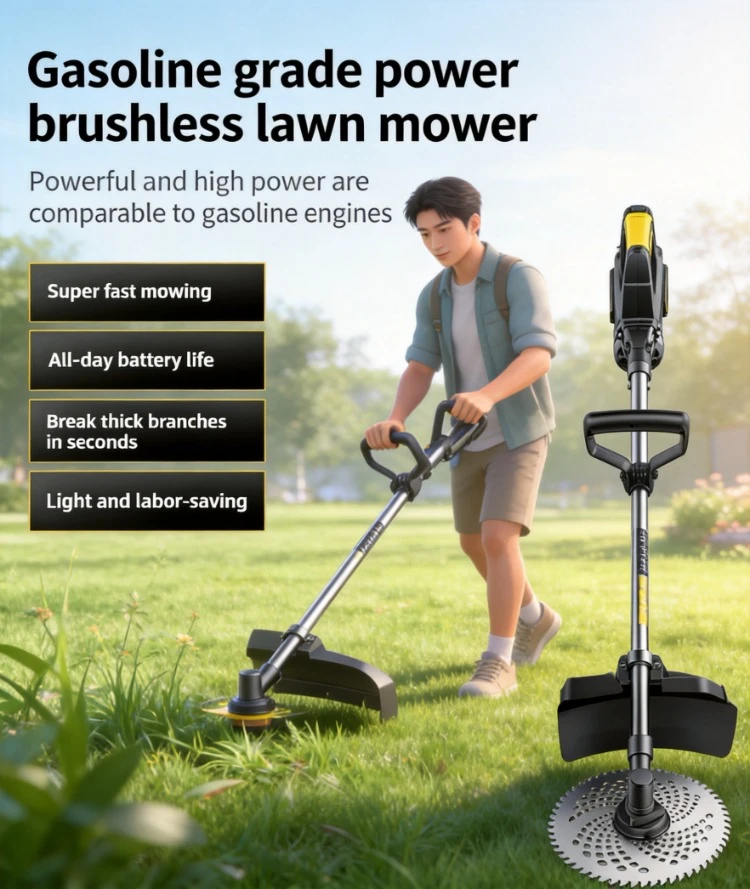 Premium Brushless Lithium Battery Electric Lawn Mower, Compact Household Tool for Weeding & Grass Cutting
