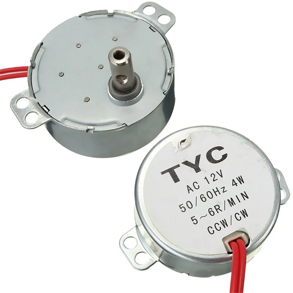 TYC Synchronous Motor AC 12V 5-6r / min 50/60Hz CW/CCW 4W 15mm Length Shaft Motor