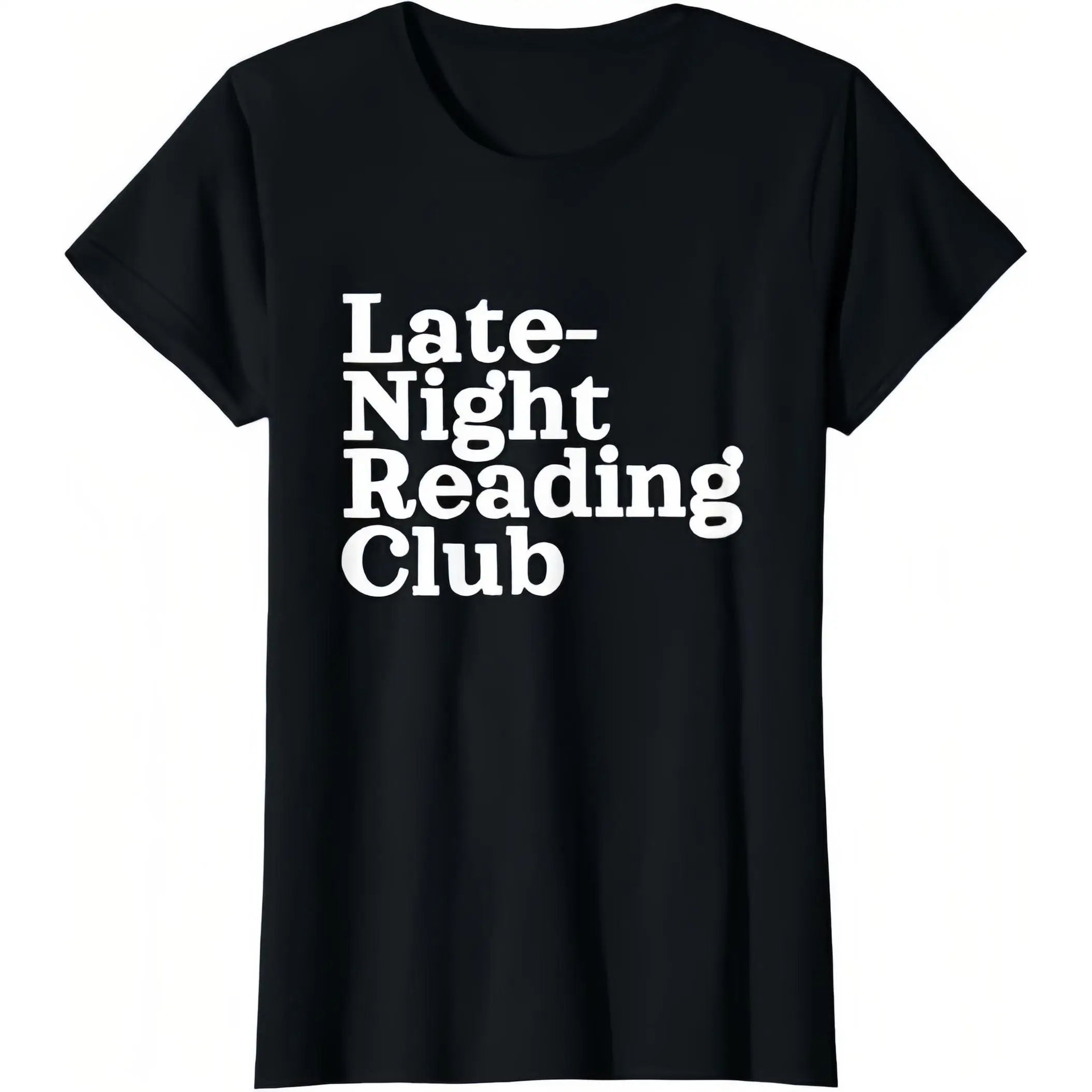 

"Late-Night Reading Club" T-Shirt Women's Funny Slogan Tee Book Lover Gift Librarian Teacher Literary Nerd Top