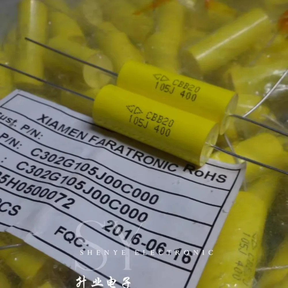 5 шт. CBB20 1,0 мкФ/400 В 1 мкФ 1u0 105 Совершенно новый осевой конденсатор с бесступенчатым разделением частоты