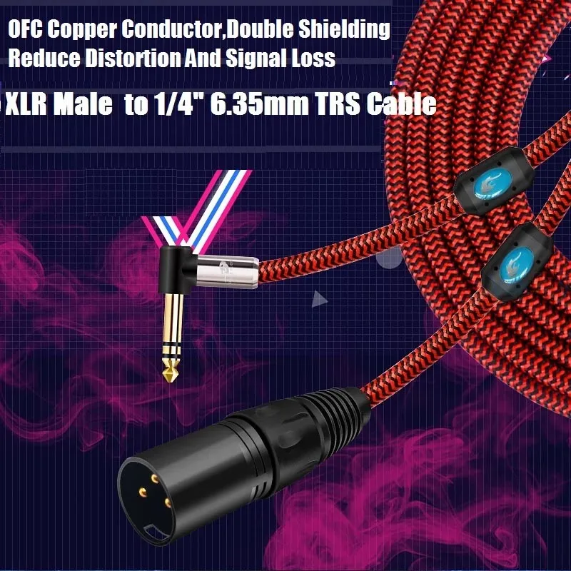 

Stereo 1/4'' TRS 6.35 to 3Core XLR Male Plug Speaker Cable for Amplifier Mixer Stage Studio Interconnect Shielded Balanced Cords