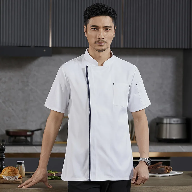 Wang Kai Style Chef uniforme de travail à manches courtes été Restaurant cuisine hôtel vêtements de travail BBQ Hot Pot Restaurant Chef vêtements