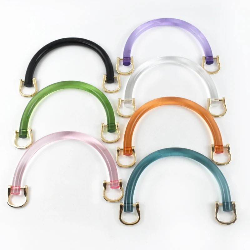 1/2/4Pcs U-shaped Acrylic Transparent Bag Handle Plastic Purse Frame Kiss Clasp Women Handbag Woven-bag Replace Bags Accessories
