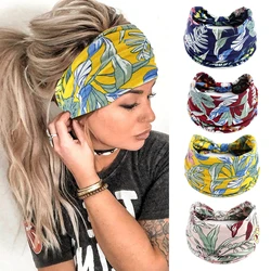 Boho Headbands Wide Knot Hair Scarf Floral Print Hairband Stretch Turban Headwrap Cotton Head Band Fashion Accessories for Women
