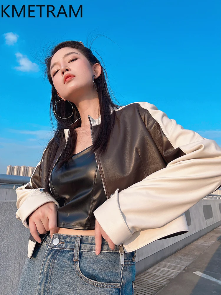 Giacca in pelle di pecora naturale Donna Moda Moto Corta Giacche in vera pelle Novità in capispalla Abiti autunnali 2025 Donna 