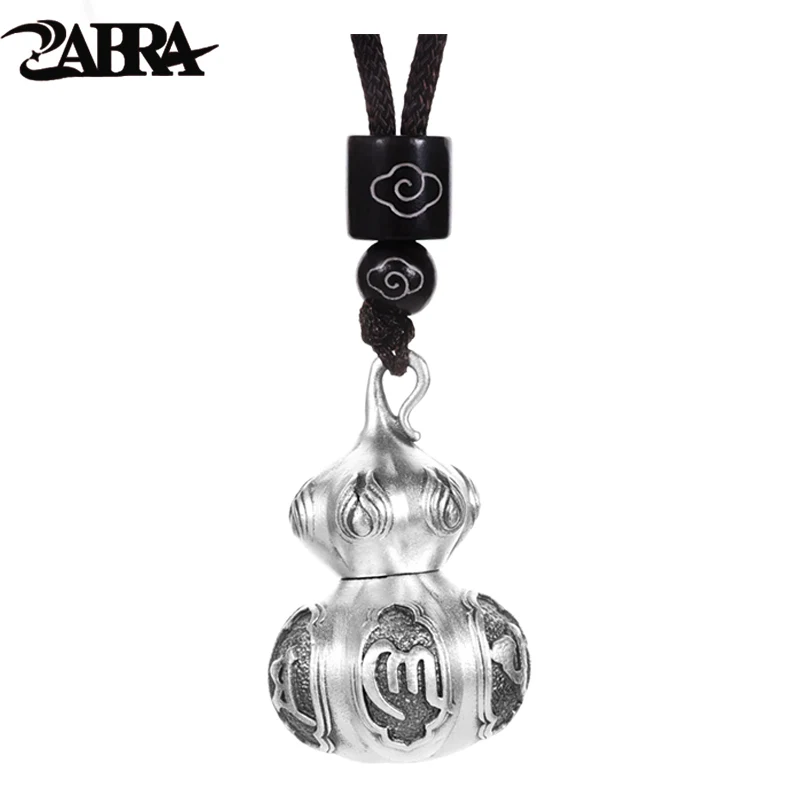 ZABRA 999 Pure Silver Gourd Pendant Men's Retro Six Character Mantra Necklace Pendant New Style