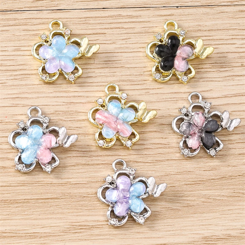 5 قطعة 17x17 مللي متر حساسة كريستال زهرة Charms المعلقات لصنع المجوهرات انخفاض الأقراط القلائد أساور Crafts بها بنفسك الحرف اكسسوارات